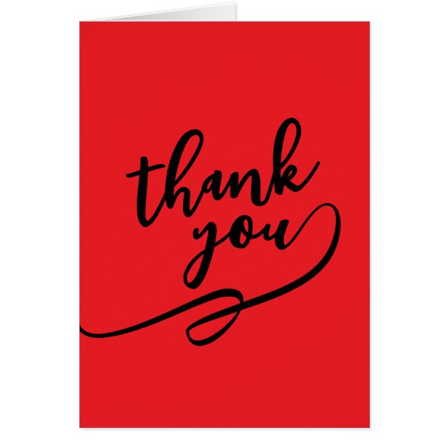 Thank You Bright Red Classical Unique Simple Card (Front)