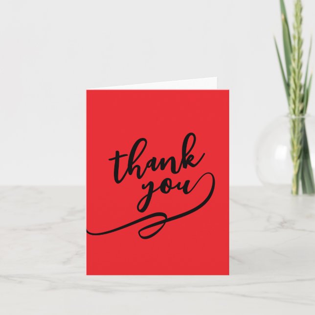Thank You Bright Red Classical Unique Simple Card (Front)