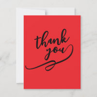 Thank You Bright Red Classical Unique Simple