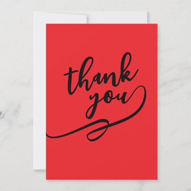 Thank You Bright Red Classical Unique Simple Card (Front)