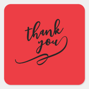 Thank You Bright Red Classical Unique Simple Square Sticker
