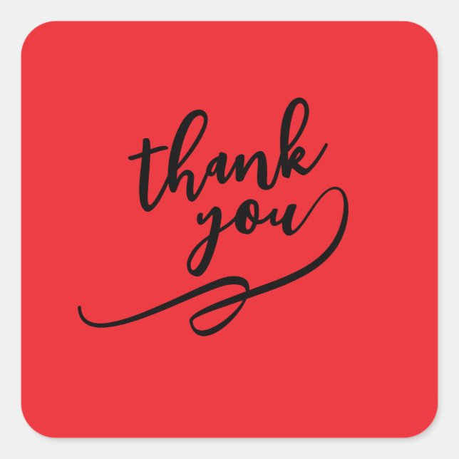 Thank You Bright Red Classical Unique Simple Square Sticker (Front)