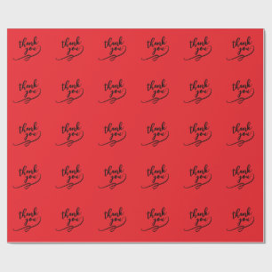Thank You Bright Red Classical Unique Simple Wrapping Paper