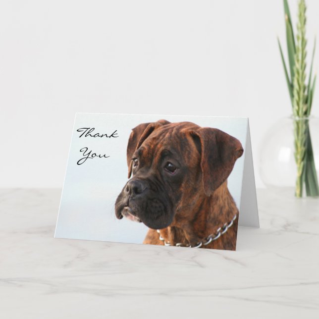Thank You Brindle boxer puppy greeting card (Front)