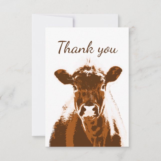 Thank You Brown Farm Cow Animal Blank Back (Front)