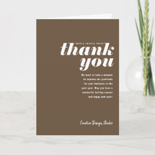 Thank You Brown Folded Business Holiday Card