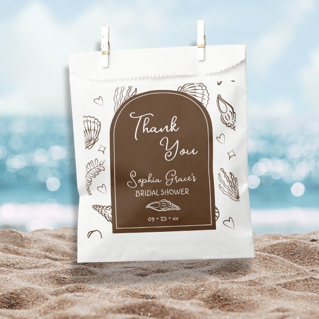 Thank You Brown Seashells Doodles  Favour Bag (Creator Uploaded)