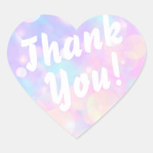 Thank You! Bubbles on Pink Heart Sticker 
