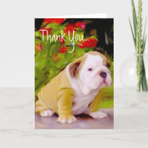 Thank you Bulldog puppy art greeting card