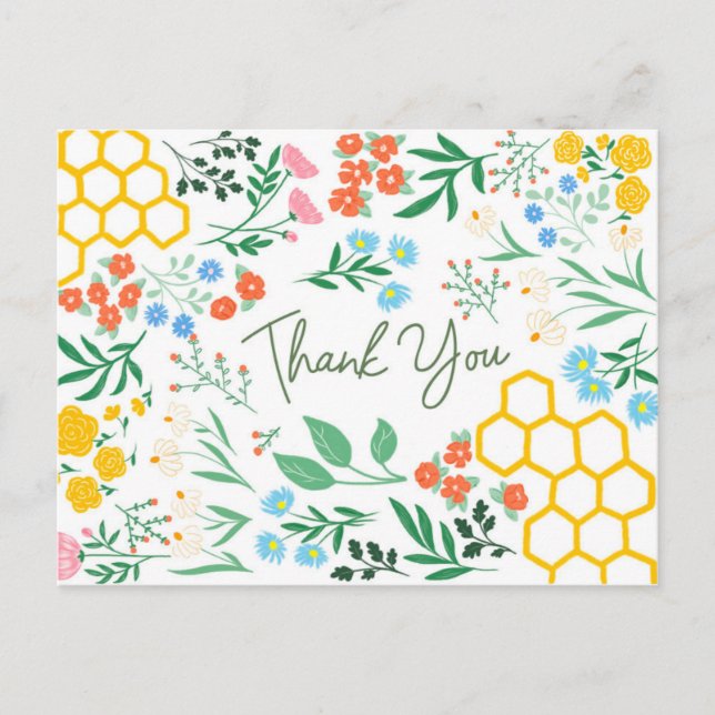 Thank you Bumble Bee and Wild Flower Postcard (Front)