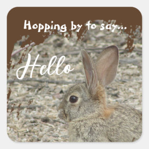 Thank You Bunny Photo Gender Neutral Appreciation Square Sticker