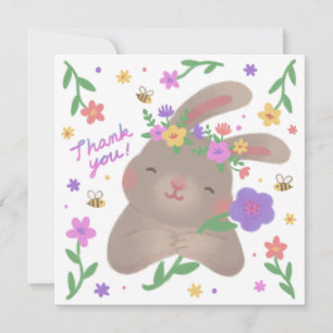 Thank You: Bunny with Flowers Card