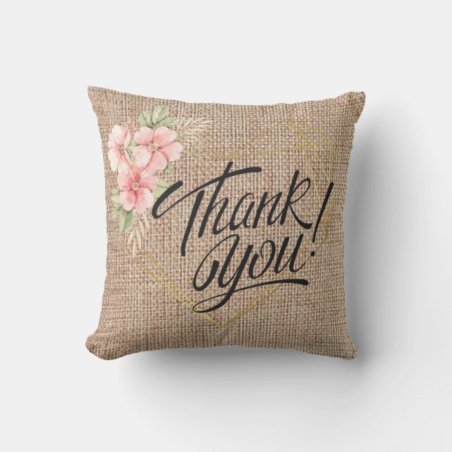Thank you Burlap print  Cushion (Front)