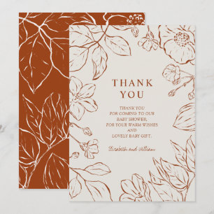Thank You Burnt Orange Botanical Baby Shower Card