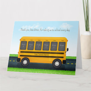 Thank You Bus Driver Custom School Bus 12 Photo Card