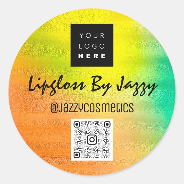 Thank You Business Beauty Lemon  QR Code Logo   Classic Round Sticker (Front)