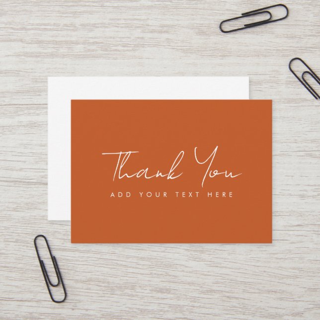 Thank You Business Card Modern Elegant Terracotta (Front/Back In Situ)