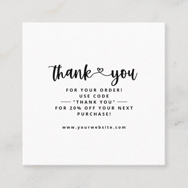 Thank You Business Cards Thank You Insert Cards (Front)