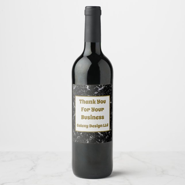 Thank You Business Gold and Black Professional Wine Label (Front)