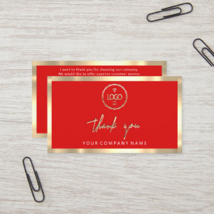 Thank You Business Insert Logo Gold Frame Red