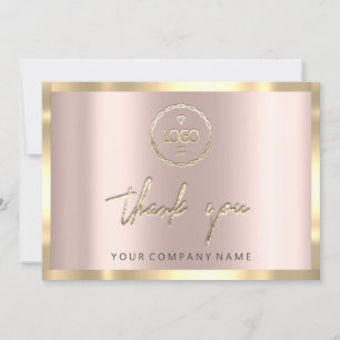 Thank You Business Insert Logo Gold Frame Rose Invitation