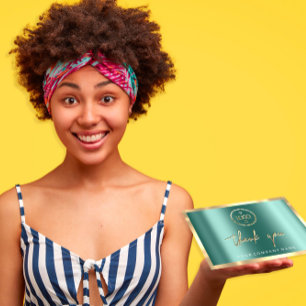 Thank You Business Insert Logo Gold Green Invitation