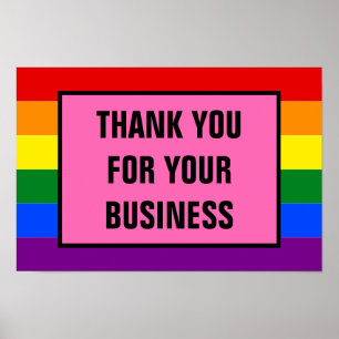 Thank You Business LGBT Customers Rainbow Pride Poster