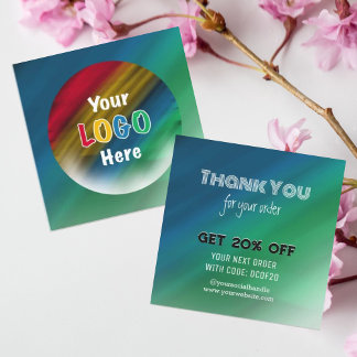 Thank You | Business Logo Modern Ombre  Discount Card