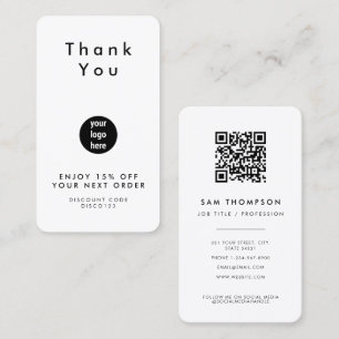 Thank You Business Logo QR Code Discount Card