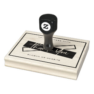 Thank You Business Name Website Black Masking Tape Rubber Stamp
