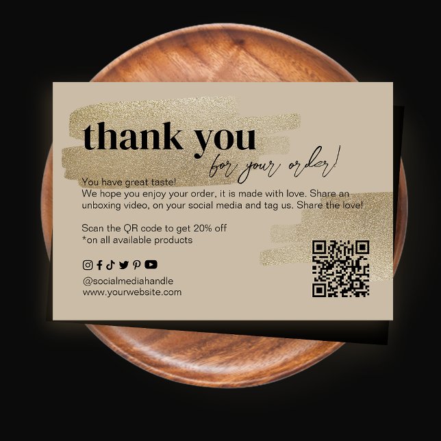 Thank You Business Packaging Faux Gold Brush Card (Creator Uploaded)