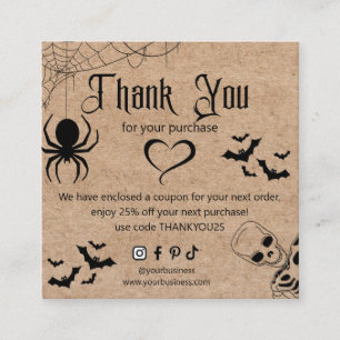 thank you business social media hallooween kraft enclosure card