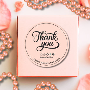 Thank you business with social handle classic round sticker