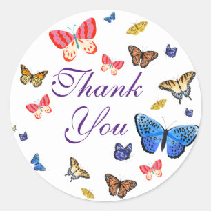 Thank You Butterflies Round Stickers