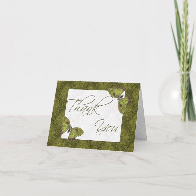 Thank You Butterfly Brocade green Card (Front)