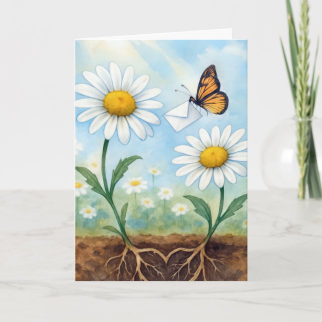 Thank You Butterfly Delivering Mail Card (Front)