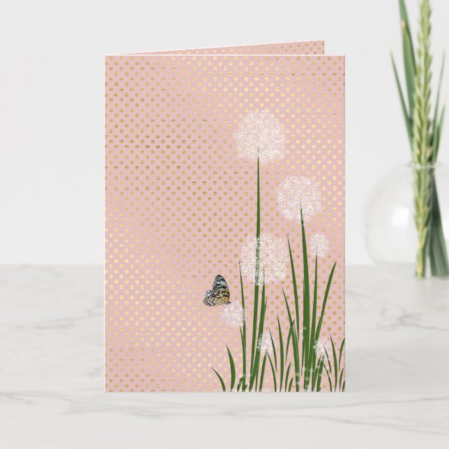 thank you-butterfly on puff flower you card (Front)