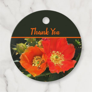 Thank You Cactus Flower Photo Red Floral Southwest Favour Tags