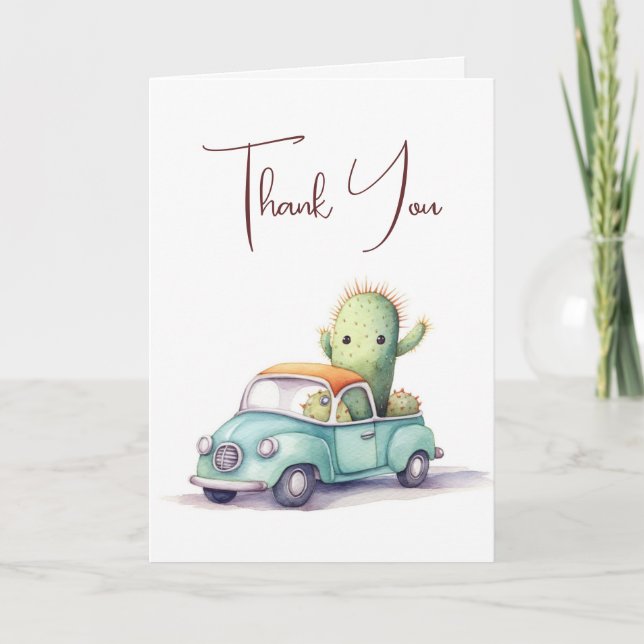 Thank You Cactus In Retro Truck Card (Front)