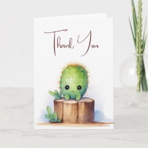 Thank You Cactus On Logs Card