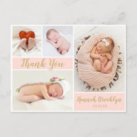 Thank You Calligraphy 4 Photo Collage Birth