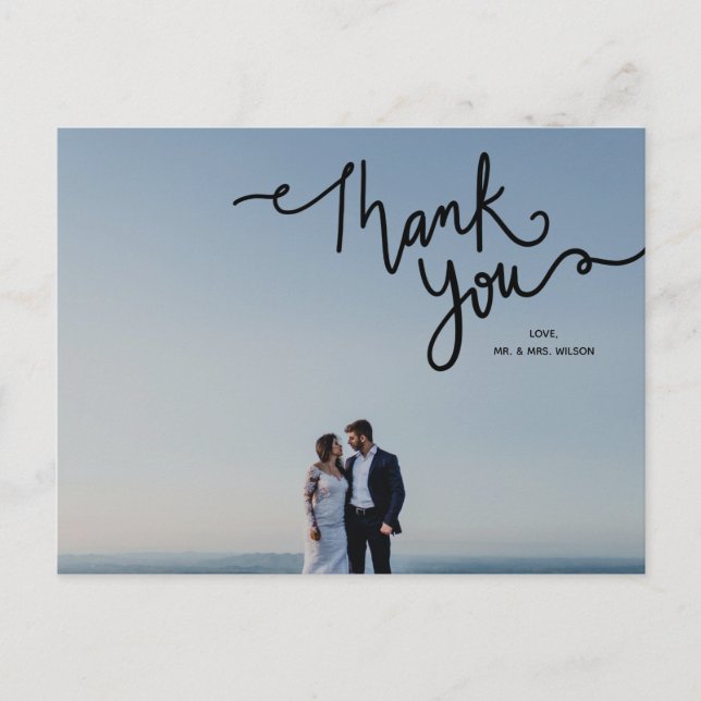 Thank You Calligraphy Elegant Chic Photo Postcard (Front)