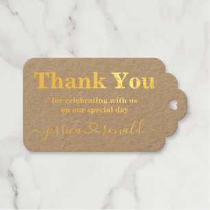 Thank You Calligraphy Gold Foil Wedding Favour Gift Tags