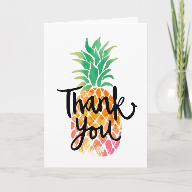 thank you calligraphy on watercolor pineapple (Front)