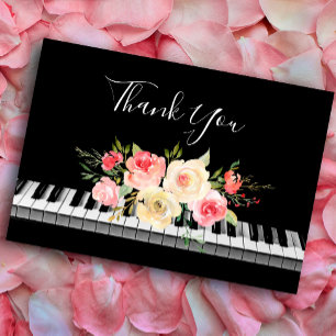 thank you calligraphy piano pink yellow bouquet
