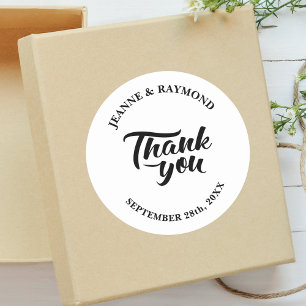 Thank You Calligraphy Wedding Favour Classic Round Sticker