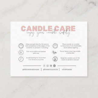 Thank you Candle Business Care Instructions Calling Card