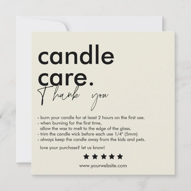 Thank You Candle Care Modern Business Card (Front)