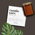 Thank You Candle Care Modern Business Card<br><div class="desc">Modern,  minimalist design in black and white lettering for your business candle care cards. Customize this design for yourself!</div>