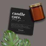 Thank You Candle Care Modern Business Card<br><div class="desc">Modern,  minimalist design in black and white lettering for your business candle care cards. Customise this design for yourself!</div>
